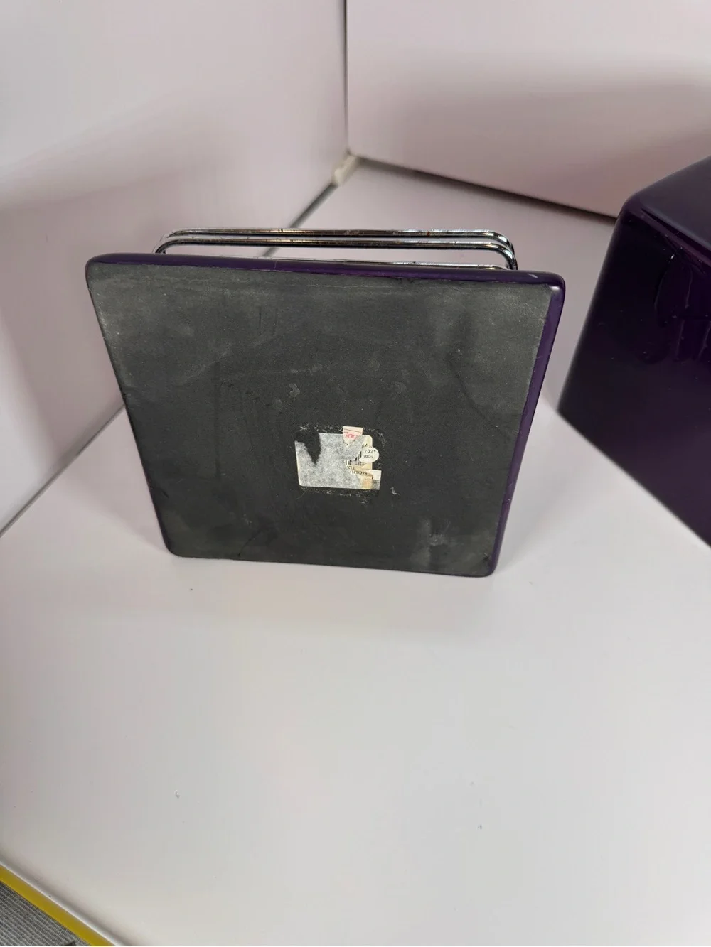 Gorgeous Vintage Deep Purple Y2K 90’s Ceramic Metal Tissue Box Holder With Base